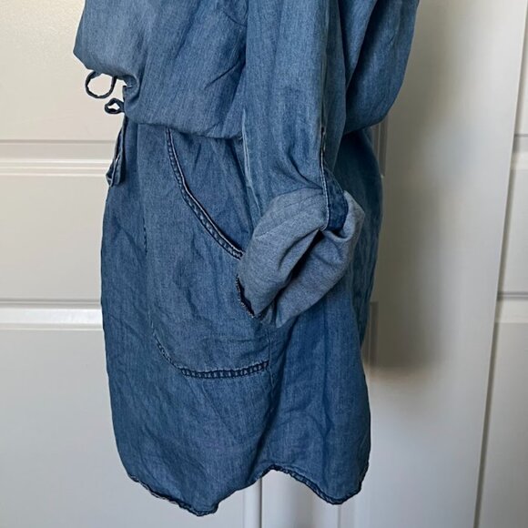 Sonoma Long Sleeve Blue Denim Drawstring Dress w/ Pockets Size Medium - Picture 8 of 12